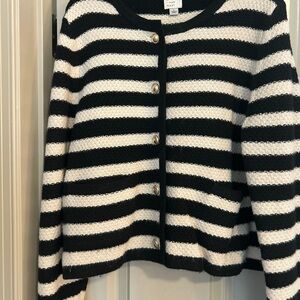 Black and cream stripped sweater womens size Large